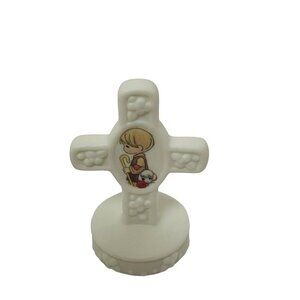 Vintage 1998 Figurine PMI China Praise The Lord Porcelain Cross Religious Decor